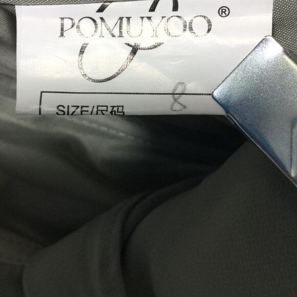 FORMAL SZ 8 M grey ruffle corset lace up hi low vneck faux wrap dress NEW B132 - Picture 9 of 9